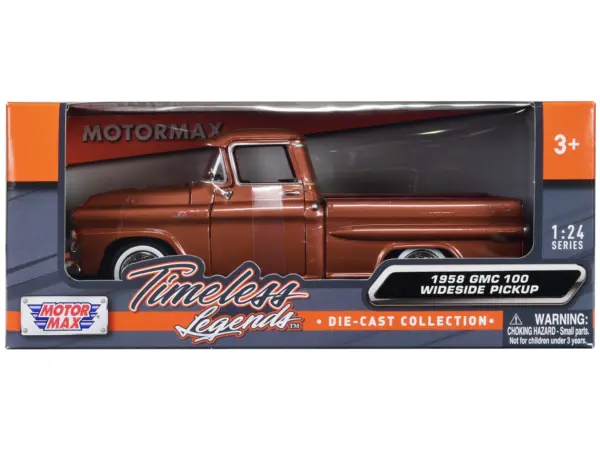 1958 GMC 100 Wideside Pickup Truck Brown Metallic "Timeless Legends" Series 1/24 Diecast Model Car by Motormax #1