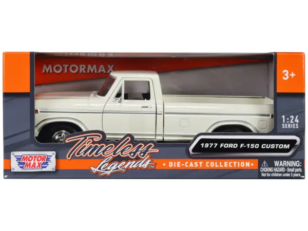 1977 Ford F-150 Custom Pickup Truck White "Timeless Legends" Series 1/24 Diecast Model Car by Motormax #1