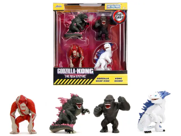 Set of 4 Diecast Figures "Godzilla x Kong: The New Empire" (2024) Movie "Metalfigs" Series Diecast Models by Jada #1