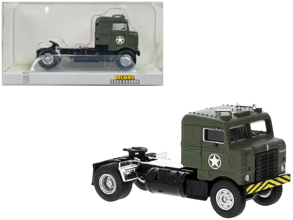1950 Kenworth Bullnose Truck Tractor Olive Drab "United States Air Force" 1/87 (HO) Scale Model Car by Brekina #1