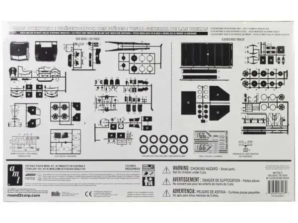 Skill 3 Model Kit 1966 Dodge L700 Truck with Flatbed Racing Trailer 1/25 Scale Model by AMT #4