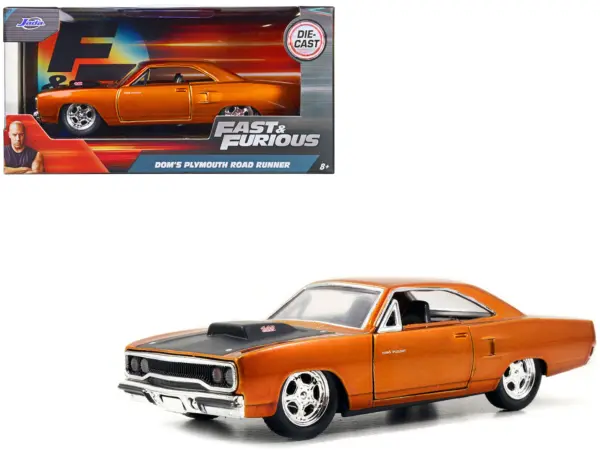 Dom's Plymouth Road Runner Orange Metallic with Matt Black Hood "Fast & Furious" Series 1/32 Diecast Model Car by Jada #1