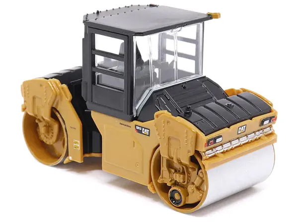 CAT Caterpillar CB-13 Tandem Vibratory Roller with Cab Yellow and Black 1/64 Diecast Model by Diecast Masters #2