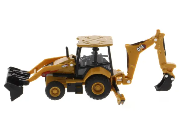 CAT Caterpillar 420 XE Backhoe Loader with Work Tools Yellow 1/64 Diecast Model by Diecast Masters #3