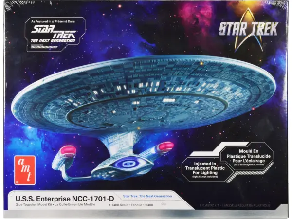 Skill 2 Model Kit U.S.S. Enterprise NCC-1701-D Space Ship "Star Trek: The Next Generation" (1987-1994) TV Series 1/1400 Scale Model by AMT #1