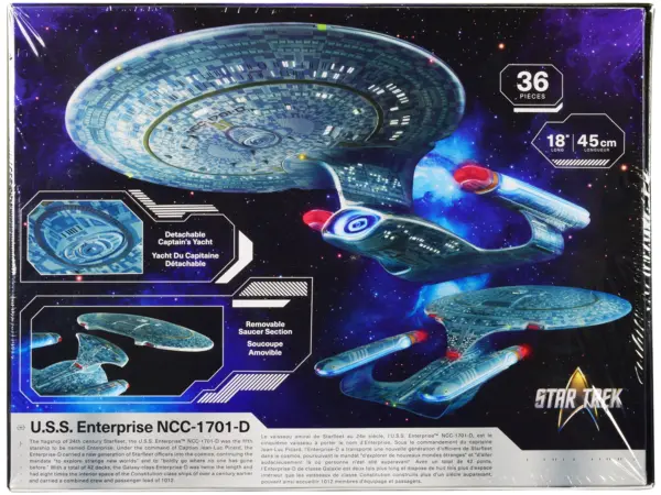 Skill 2 Model Kit U.S.S. Enterprise NCC-1701-D Space Ship "Star Trek: The Next Generation" (1987-1994) TV Series 1/1400 Scale Model by AMT #4