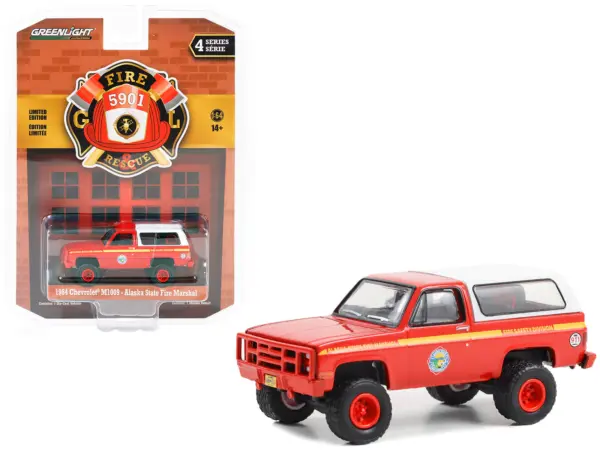 1984 Chevrolet M1009 Red with White Camper Shell "Alaska State Fire Marshal" "Fire & Rescue" Series 4 1/64 Diecast Model Car by Greenlight #1