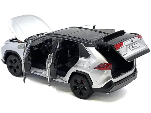 Toyota Rav4 Hybrid XSE Silver Metallic with Black Top and Sunroof 1/24 Diecast Model Car #3