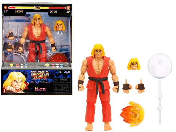Ken 6" Moveable Figure with Accessories and Alternate Head and Hands "Ultra Street Fighter II: The Final Challengers" (2017) Video Game Model by Jada #1