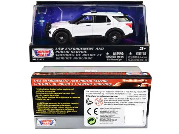 2022 Ford Police Interceptor Utility Plain White "Law Enforcement and Public Service" Series 1/43 Diecast Model Car by Motormax #3