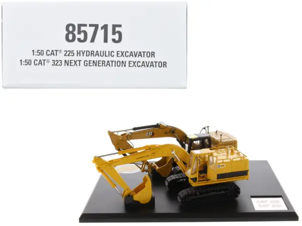 CAT Caterpillar 225 Hydraulic Escavator and CAT Caterpillar 323 Next Generation Hydraulic Escavator Set of 2 pieces "Evolution Series" 1/50 Diecast Models by Diecast Masters #1