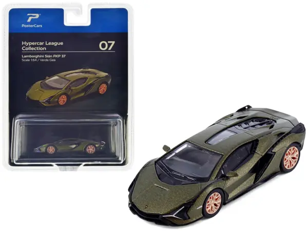 Lamborghini Sian FKP 37 Verde Gea Green Metallic "Hypercar League Collection" 1/64 Diecast Model Car by PosterCars #1