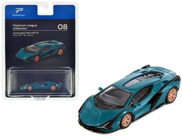 Lamborghini Sian FKP 37 Blu Uranus Blue Metallic "Hypercar League Collection" 1/64 Diecast Model Car by PosterCars #1