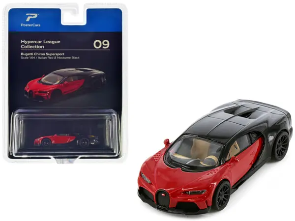 Bugatti Chiron Supersport Italian Red and Nocturne Black "Hypercar League Collection" 1/64 Diecast Model Car by PosterCars #1