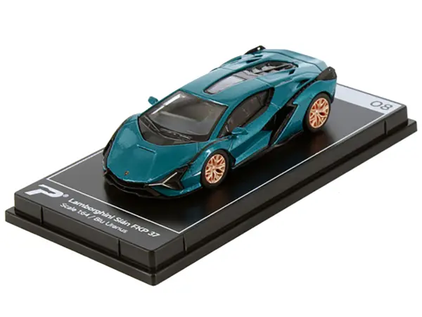 Lamborghini Sian FKP 37 Blu Uranus Blue Metallic "Hypercar League Collection" 1/64 Diecast Model Car by PosterCars #2