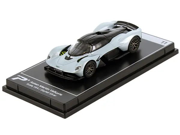 Aston Martin Valkyrie Skyfall Silver Metallic with Black Top "Hypercar League Collection" 1/64 Diecast Model Car by PosterCars #2