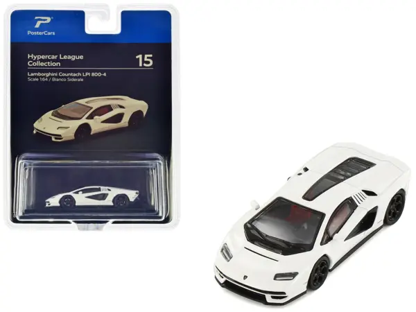 Lamborghini Countach LPI 800-4 Bianco Siderale White "Hypercar League Collection" 1/64 Diecast Model Car by PosterCars #1