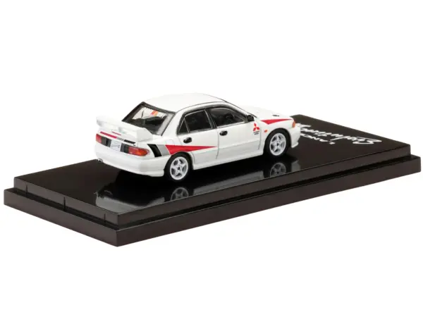 Mitsubishi Lancer RS Evolution III RHD (Right Hand Drive) Scortia White with Red Rally Stripes 1/64 Diecast Model Car by Hobby Japan #2