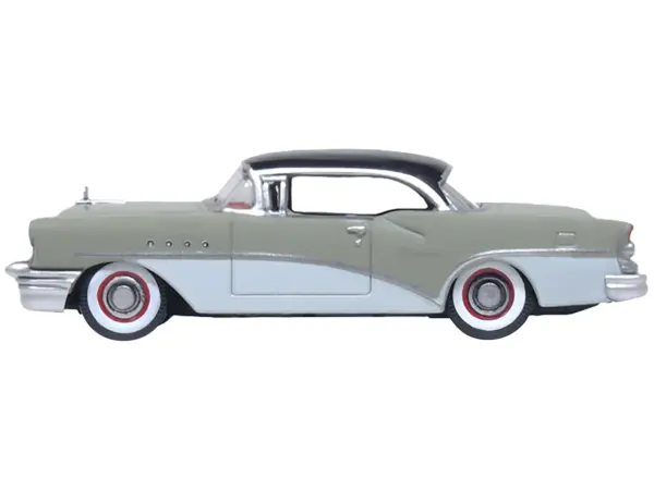 1955 Buick Century Windsor Gray and Dover White with Carlsbad Black Top 1/87 (HO) Scale Diecast Model Car by Oxford Diecast #2