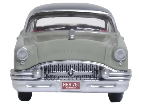 1955 Buick Century Windsor Gray and Dover White with Carlsbad Black Top 1/87 (HO) Scale Diecast Model Car by Oxford Diecast #3