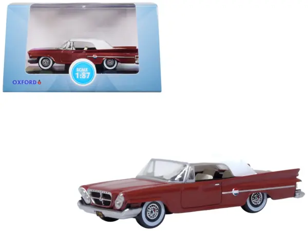 1961 Chrysler 300 Convertible (Closed Top) Cinnamon Brown Metallic with White Top 1/87 (HO) Scale Diecast Model Car by Oxford Diecast #1