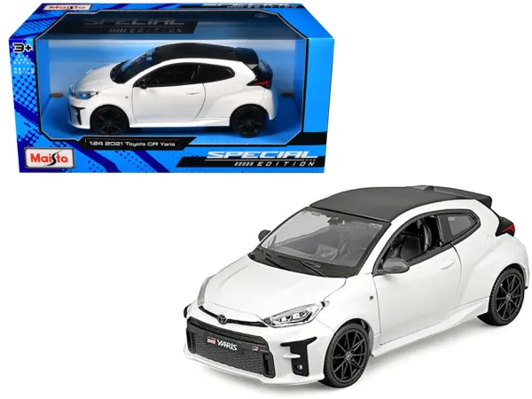 2021 Toyota GR Yaris White with Carbon Top "Special Edition" Series 1/24 Diecast Model Car by Maisto #1