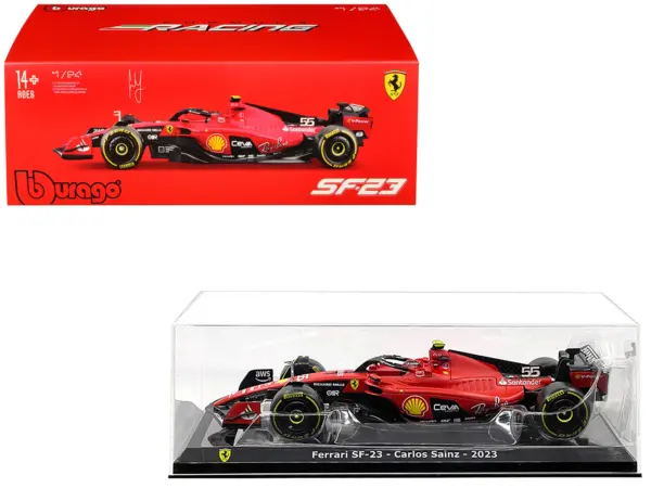 Ferrari SF-23 #55 Carlos Sainz Formula One F1 World Championship (2023) "Formula Racing" Series 1/24 Diecast Model Car by Bburago #1