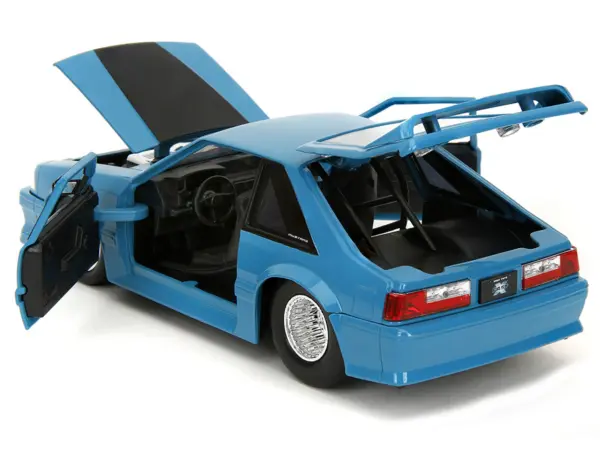 1989 Ford Mustang GT Blue with Black Hood Stripes "Fast & Furious" Series 1/24 Diecast Model Car by Jada #5