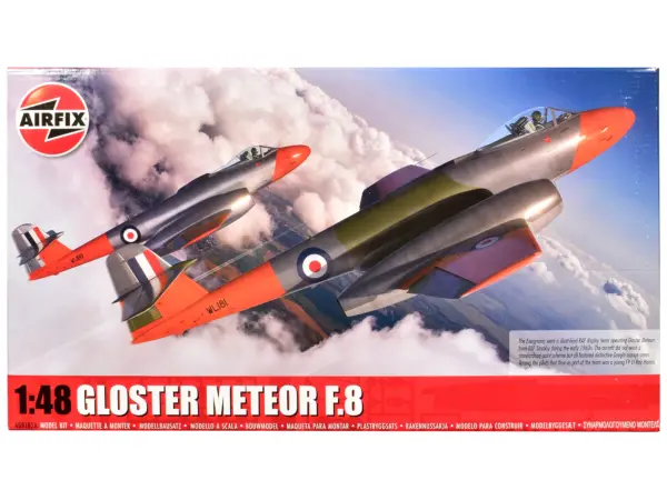Level 3 Model Kit Gloster Meteor F.8 Aircraft with 2 Scheme Options 1/48 Plastic Model Kit by AirfixA09182A #1