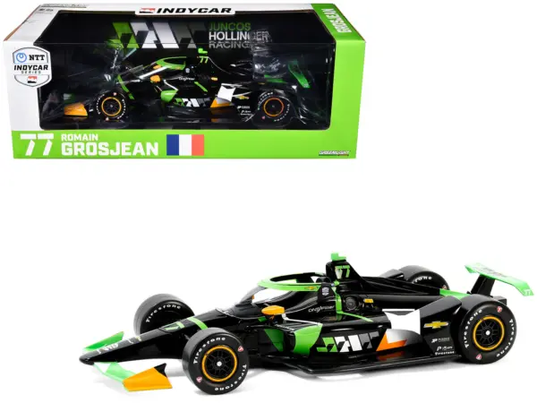 Dallara IndyCar #77 Romain Grosjean "DNS Filter" Juncos Hollinger Racing "NTT IndyCar Series" (2024) 1/18 Diecast Model Car by Greenlight #1