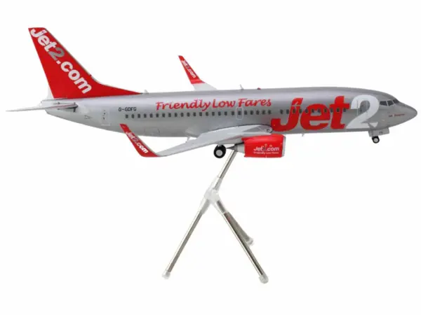 Boeing 737-300 Commercial Aircraft "Jet2" (G-GDFG) Gray Metallic with Red Tail "Gemini 200" Series 1/200 Diecast Model Airplane by GeminiJets #2