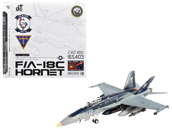 McDonnell Douglas F/A-18C Hornet Aircraft "VFA-34 Blue Blasters USS Carl Vinson Last Cruise" (2018) United States Navy 1/72 Diecast Model by JC Wings #1