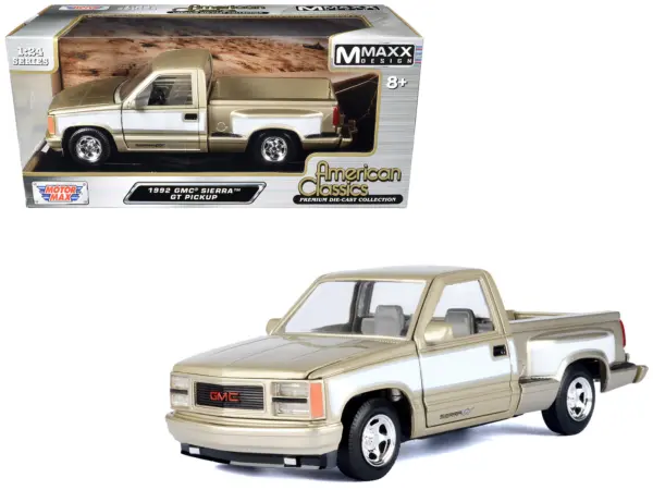 1992 GMC Sierra GT Pickup Truck Gold Metallic with White Sides "American Classics" Series 1/24 Diecast Model Car by Motormax #1