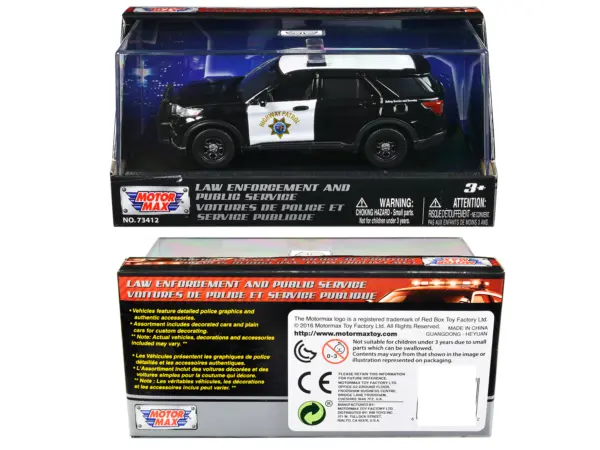 2022 Ford Police Interceptor Utility "California Highway Patrol" Black and White "Law Enforcement and Public Service" Series 1/43 Diecast Model Car by Motormax #3