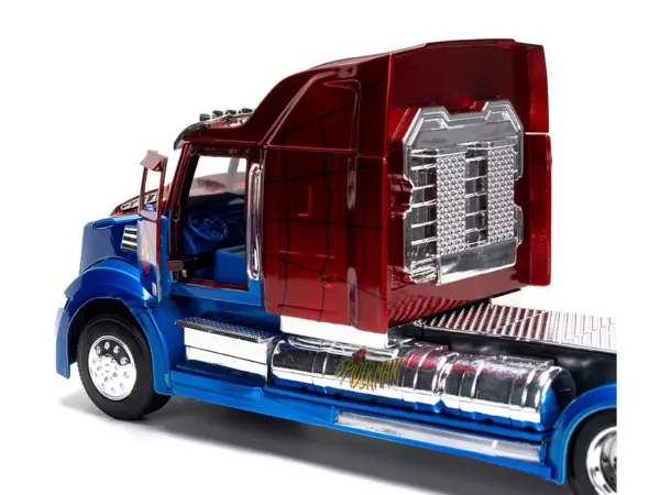 Western Star 57X Truck Tractor "Spider-Man" Blue and Red Metallic "Hollywood Rides" Series 1/24 Diecast Model by Jada #2