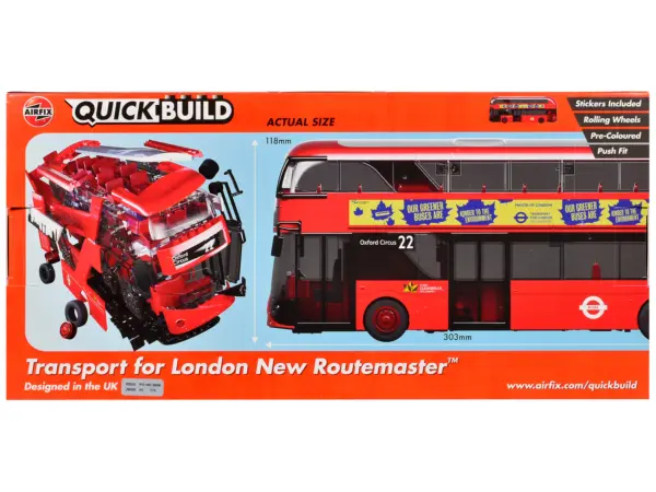 Skill 1 Model Kit Routemaster Double-Decker Bus "Transport for London" Snap Together Plastic Model Kit by Airfix Quickbuild #4
