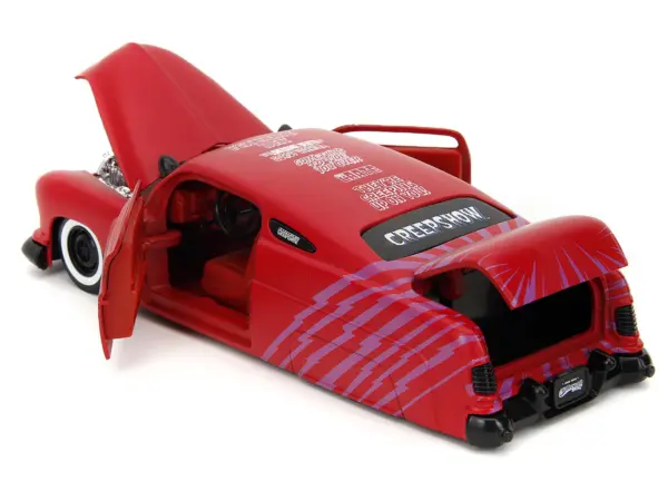 1951 Mercury Matt Red with Purple Stripes and Creep Diecast Figure "Creepshow" (1982) Movie "Hollywood Rides" Series 1/24 Diecast Model Car by Jada #5