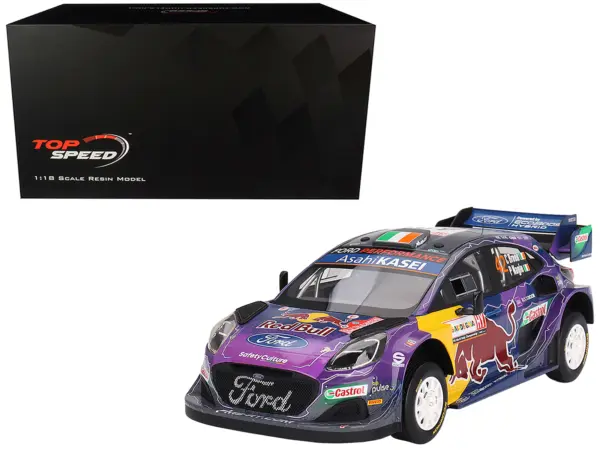 Ford Puma Rally1 #42 Craig Breen - Paul Nagle "M-Sport Ford WRT" 2nd Place "Rally Italia Sardegna" (2022) 1/18 Model Car by Top Speed #1