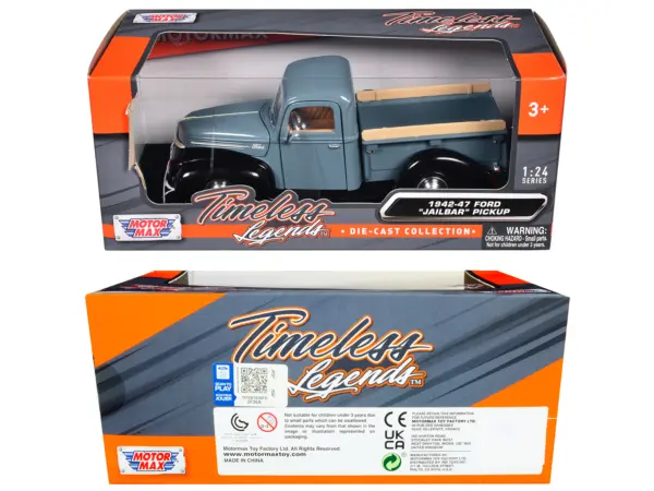 1942-47 Ford "Jailbar" Pickup Truck Blue and Black "Timeless Legends" Series 1/24 Diecast Model Car by Motormax #3