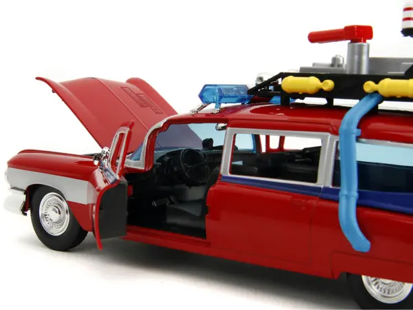 1959 Cadillac Ambulance Ecto-1 Red "Transformers" TV Series - "Ghostbusters" (1984) Movie Crossover "Hollywood Rides" Series 1/24 Diecast Model Car by Jada #4
