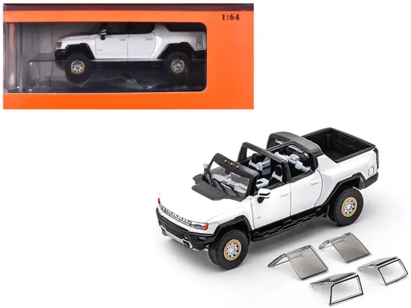 2022 GMC Hummer EV Pickup Truck White 1/64 Diecast Model Car by GCD #1