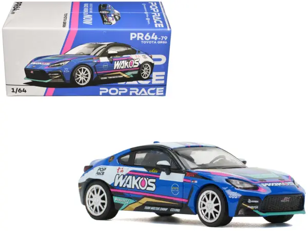 Toyota GR86 "Wako's" Blue with Graphics 1/64 Diecast Model Car by Pop Race #1