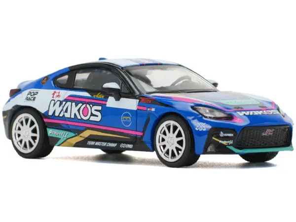 Toyota GR86 "Wako's" Blue with Graphics 1/64 Diecast Model Car by Pop Race #2