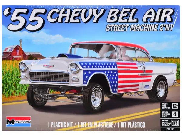 Level 4 Model Kit 1955 Chevrolet Bel Air Street Machine 2-in-1 Kit 1/24 Scale Model by Revell #1