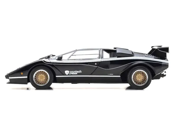 Lamborghini Countach LP 500R Black with White Interior 1/18 Diecast Model Car by Kyosho #4