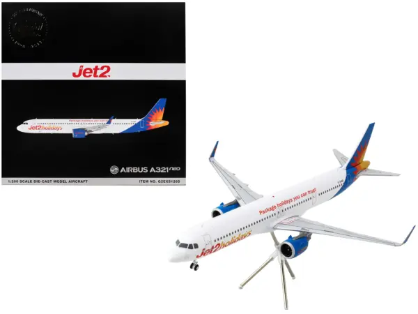 Airbus A321neo Commercial Aircraft "Jet2Holidays" (G-SUNB) White with Tail Graphics "Gemini 200" Series 1/200 Diecast Model Airplane by GeminiJets #1