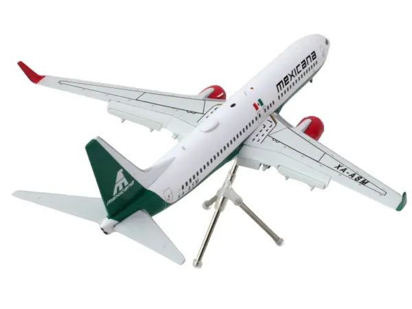 Boeing 737-800 Commercial Aircraft with Flaps Down "Mexicana" (XA-ASM) White with Green Stripes "Gemini 200" Series 1/200 Diecast Model Airplane by GeminiJets #3