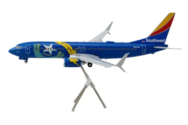 Boeing 737-800 Commercial Aircraft with Flaps Down "Southwest Airlines - Nevada One" (N8646B) Blue with Tail Stripes "Gemini 200" Series 1/200 Diecast Model Airplane by GeminiJets #2