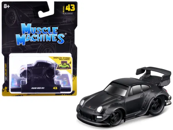 RWB 993 911 Matt Black 1/64 Diecast Model Car by Muscle Machines #1