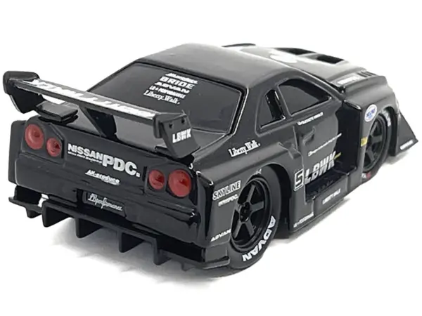 1999 Nissan Skyline GT-R (R34) #5 "Liberty Walk" Black 1/64 Diecast Model Car by Muscle Machines #2